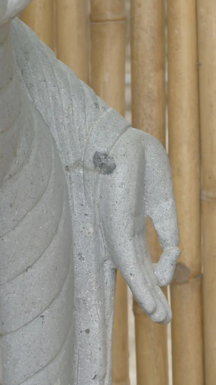  Product image 7 of the product “Standing Buddha - Abhaya mudra made of Riverstone, ca. 175 cm High ”